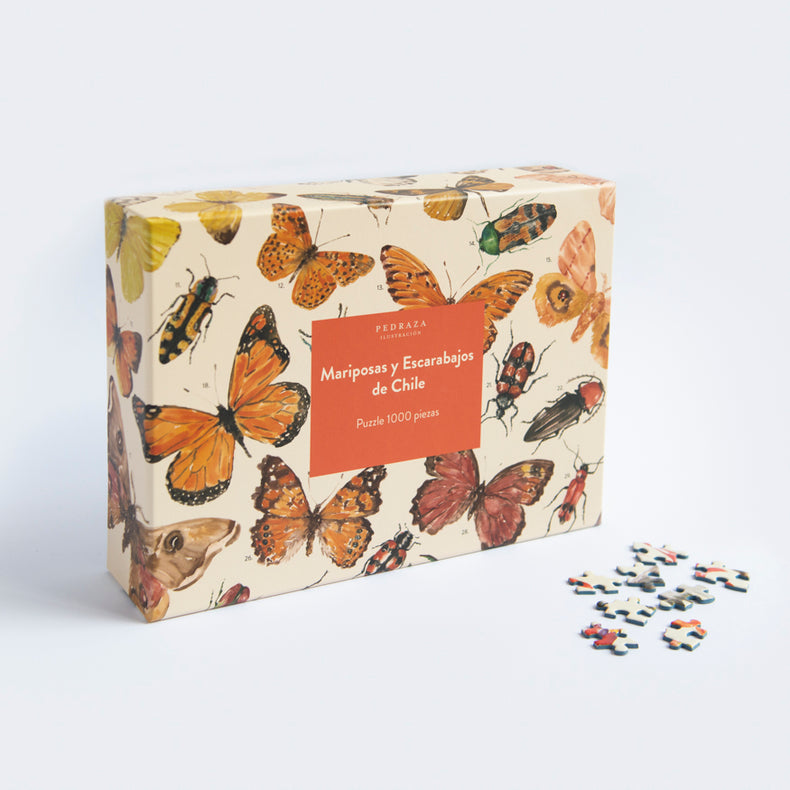 Puzzle ilustrado – Mariposas y Escarabajos de Chile (1000 piezas)