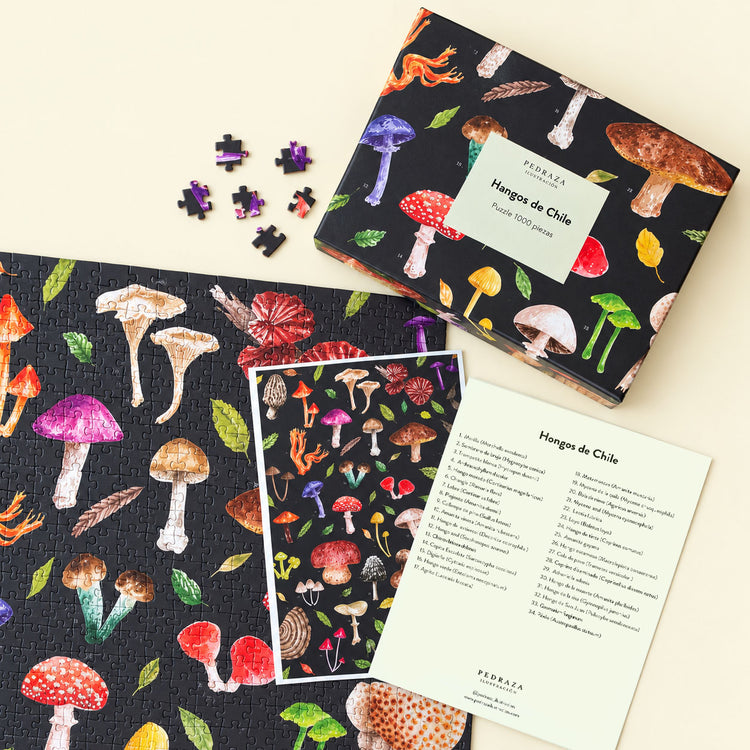 Puzzle 1000 piezas Hongos de Chile – Pedraza Ilustración