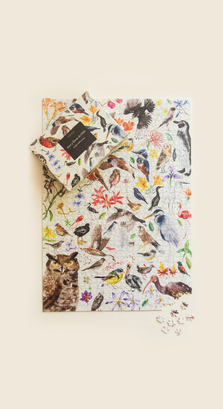 Puzzle ilustrado – Aves y flores de Chile (1000 piezas)