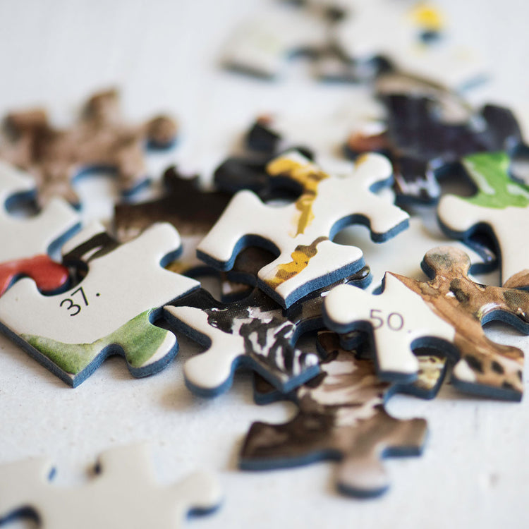 Pack Puzzle aves y flores + Botella Térmica
