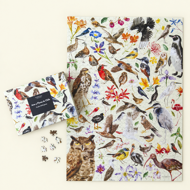 Puzzle ilustrado – Aves y flores de Chile (1000 piezas)