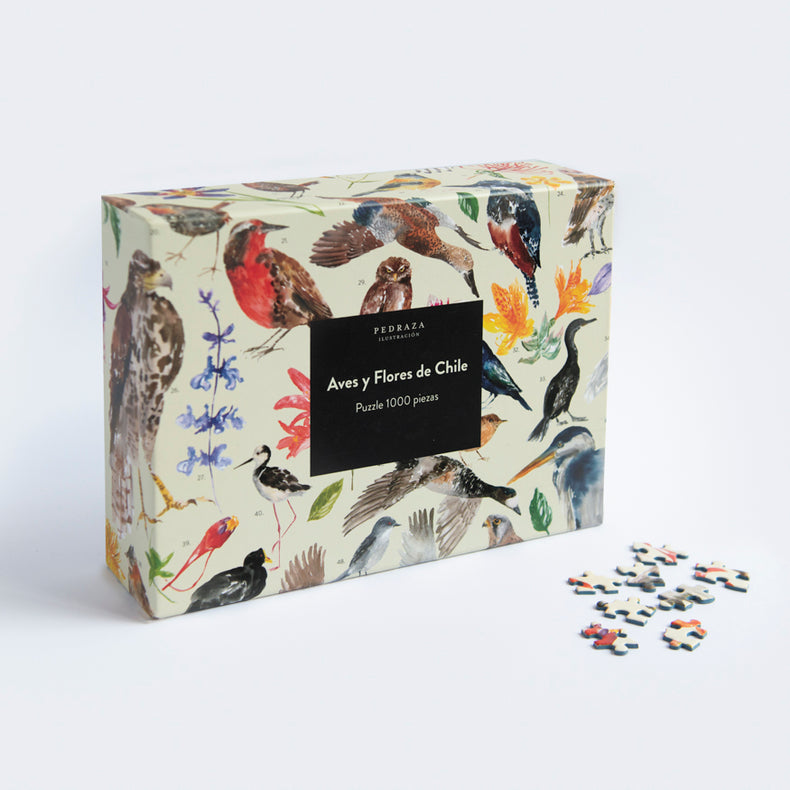 Puzzle ilustrado – Aves y flores de Chile (1000 piezas)