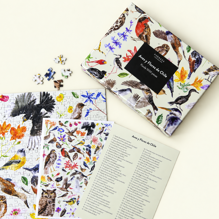 Puzzle ilustrado – Aves y flores de Chile (1000 piezas)