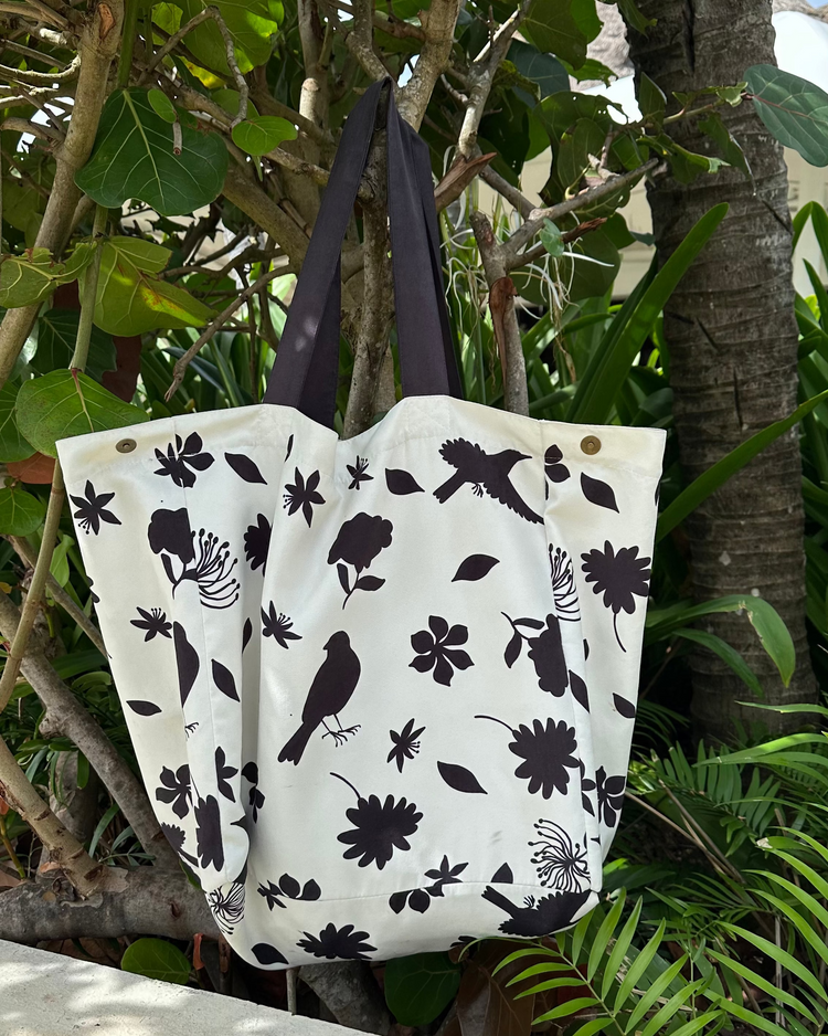 Bolso playa Aves y Flores