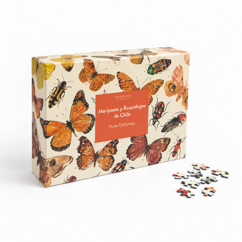 Puzzle 1000 piezas Mariposas y escarabajos de Chile